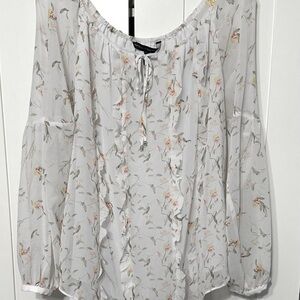 White House Black Market Floral Off-Shoulder Blouse